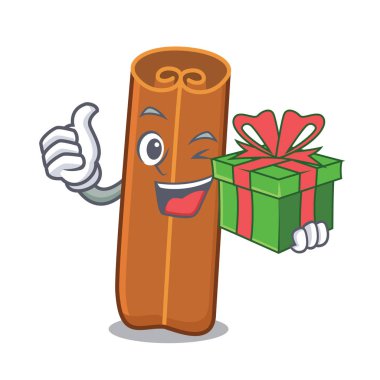 Hediye tarçın maskot karikatür tarzı ile