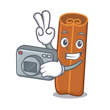 Fotoğrafçı tarçın maskot karikatür tarzı