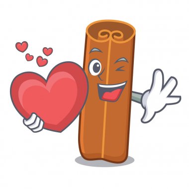 Kalp tarçın maskot karikatür tarzı ile