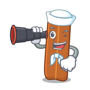 Denizci dürbün tarçın maskot karikatür tarzı ile