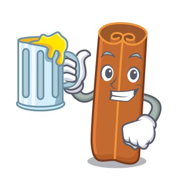 Suyu tarçın maskot karikatür tarzı