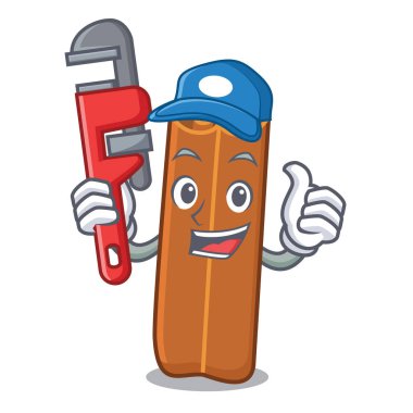 Tesisatçı tarçın maskot karikatür tarzı