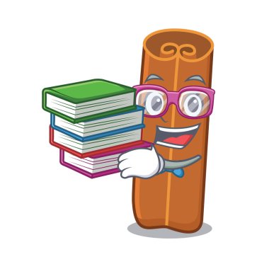 Öğrenci kitap tarçın maskot karikatür tarzı ile