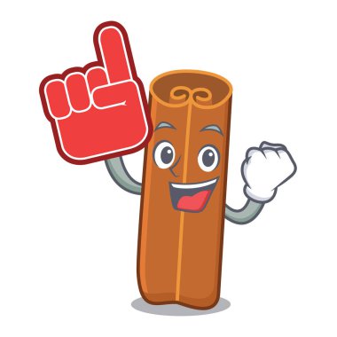 Parmak tarçın maskot karikatür tarzı köpük