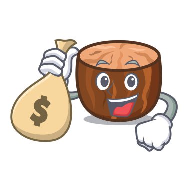 Para çantası Hindistan cevizi karakter karikatür tarzı ile