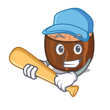 Oyun beysbol küçük hindistan cevizi karakter karikatür tarzı