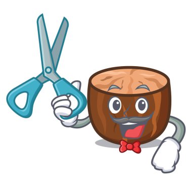 Küçük Hindistan cevizi karakter karikatür tarzı berber