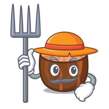 Çiftçi Hindistan cevizi karakter karikatür tarzı