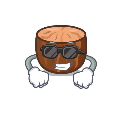 Süper cool küçük hindistan cevizi karakter karikatür tarzı