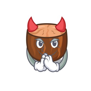 Şeytan Küçük Hindistan cevizi maskot karikatür tarzı