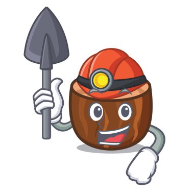 Madenci Hindistan cevizi maskot karikatür tarzı