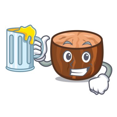 Suyu küçük hindistan cevizi maskot karikatür tarzı