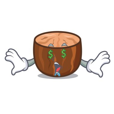 Para göz küçük hindistan cevizi maskot karikatür tarzı