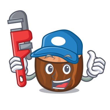 Tesisatçı Hindistan cevizi maskot karikatür tarzı