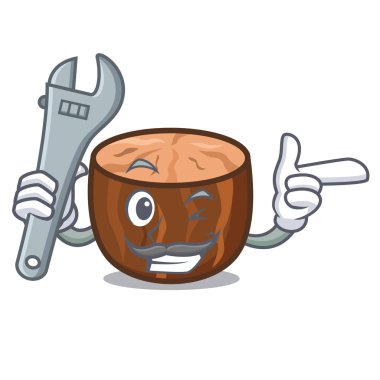 Mekanik Hindistan cevizi maskot karikatür tarzı