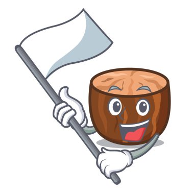 Bayrak Hindistan cevizi maskot karikatür tarzı