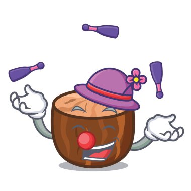 Küçük Hindistan cevizi maskot karikatür tarzı hokkabazlık