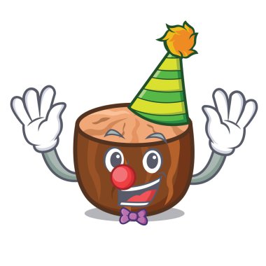 Palyaço Hindistan cevizi maskot karikatür tarzı