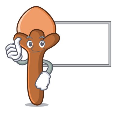 Başparmak yukarıya kurulu karanfil karakter karikatür tarzı ile