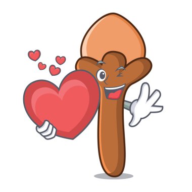 Kalp karanfil maskot karikatür tarzı ile