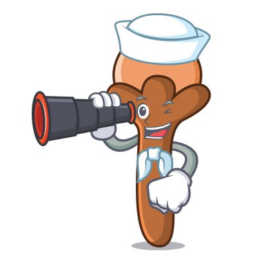 Denizci dürbün karanfil maskot karikatür tarzı ile