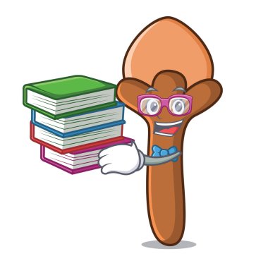 Öğrenci kitap karanfil maskot karikatür tarzı ile