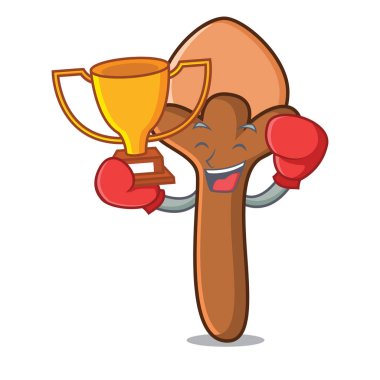 Boks şampiyonu karanfil maskot karikatür tarzı