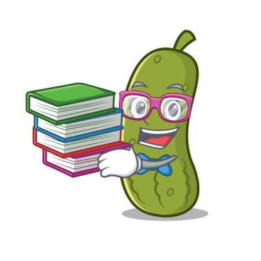 Öğrenci kitap turşu maskot karikatür tarzı ile