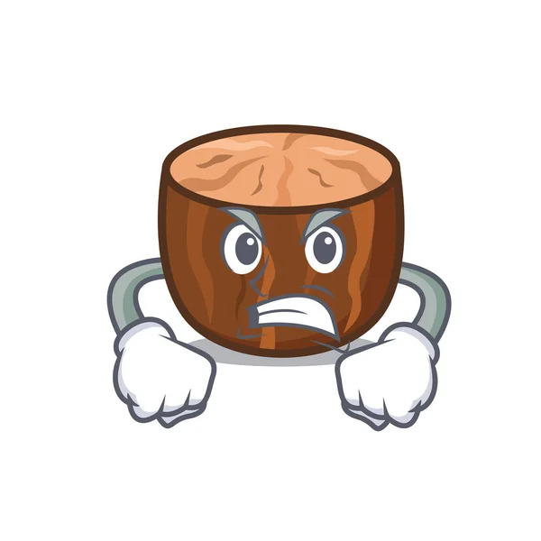 Angry nutmeg mascotte stile cartone animato — Vettoriale Stock
