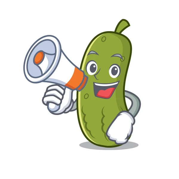 With megaphone pickle character cartoon style — Stock Vector