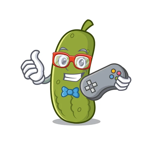 Gamer Picklle mascot การ์ตูนสไตล์ — ภาพเวกเตอร์สต็อก