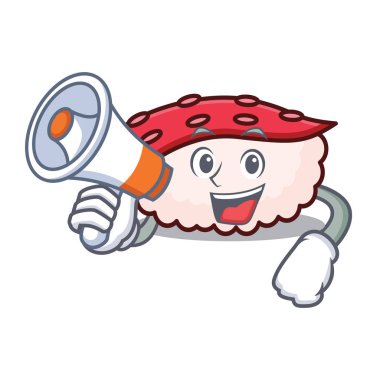 Megafon tako suşi karakter karikatür ile