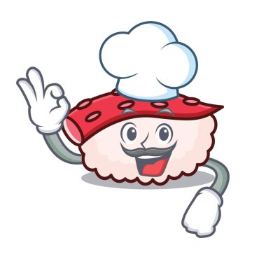 Şef tako suşi karakter karikatür