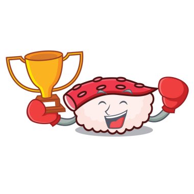 Boks şampiyonu tako suşi maskot çizgi film