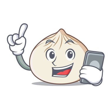 Telefon dimsum karakter karikatür tarzı ile