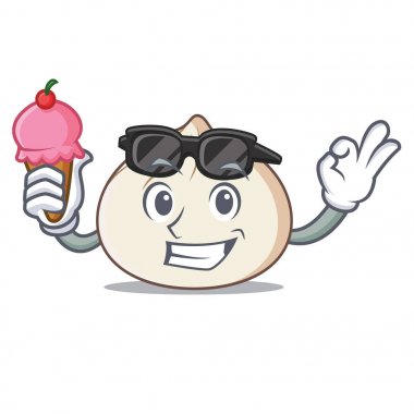 Buz krem serin dimsum karakter karikatür tarzı ile