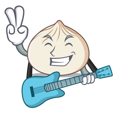 Gitar dimsum maskot karikatür tarzı ile