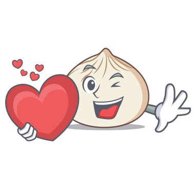 Kalp dimsum maskot karikatür tarzı ile