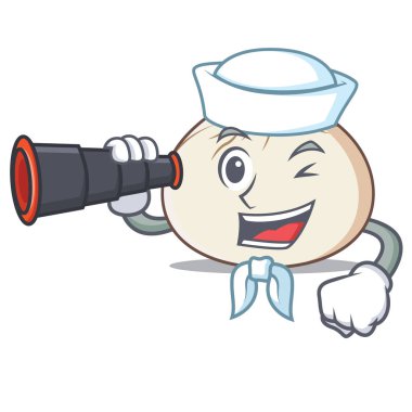 Denizci dürbün dimsum maskot karikatür tarzı ile
