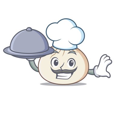 Şef gıda dimsum maskot karikatür tarzı ile