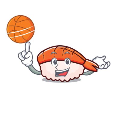 Basketbol ebi suşi karakter karikatür ile