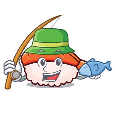 Balık tutma ebi suşi maskot çizgi film