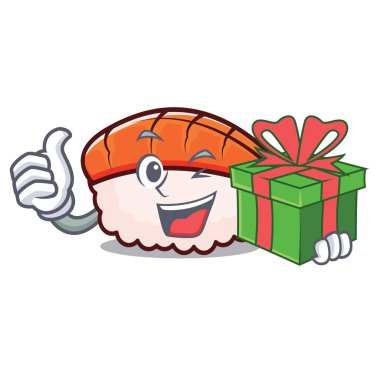 Hediye ebi suşi maskot karikatür ile