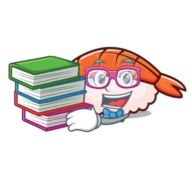 Öğrenci kitap ebi suşi maskot karikatür ile