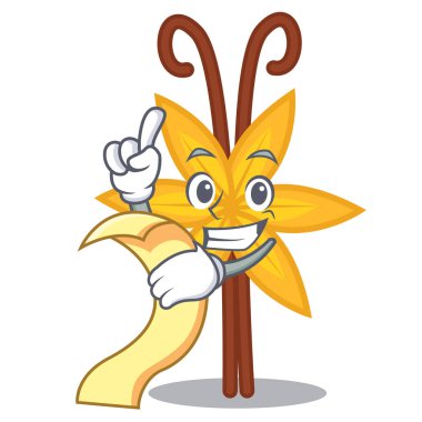 Menü vanilya maskot karikatür tarzı ile