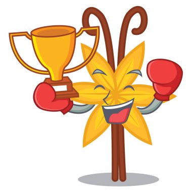 Boks şampiyonu vanilya maskot karikatür tarzı