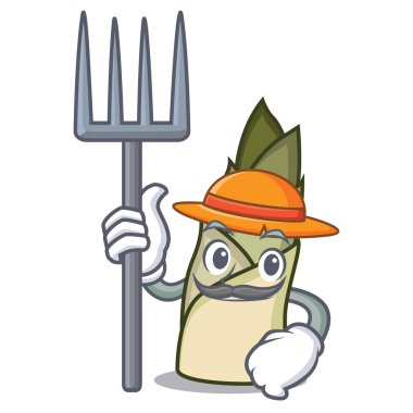 Çiftçi bambu sürgün karakter karikatür