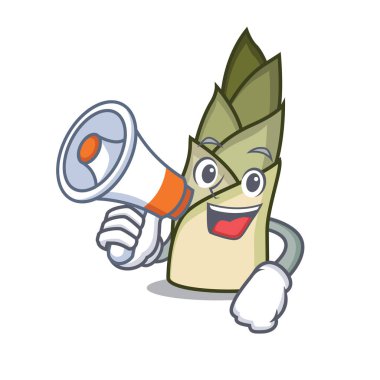 Megafon bambu ile karakter karikatür ateş