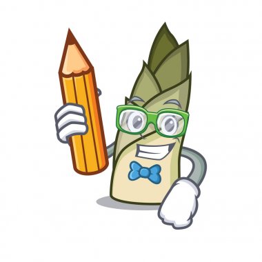 Öğrenci bambu sürgün karakter karikatür