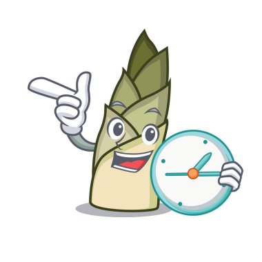 Saat bambu ile karakter karikatür ateş